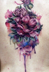 非常好看的五彩3D花朵写实纹身图案