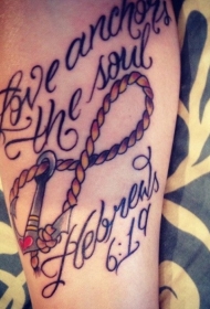 可爱的船锚和绳子无限符号手臂纹身图案
