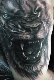 背部3D风格的吼叫狮子纹身图案