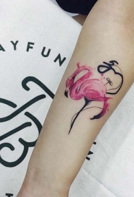 手臂可爱的3D彩色火烈鸟纹身图案