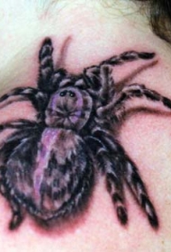 肩部3D大蜘蛛纹身图案