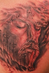 耶稣基督3D红色和黑色肖像纹身图案