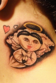 卡通的墨西哥天使颈部纹身图案