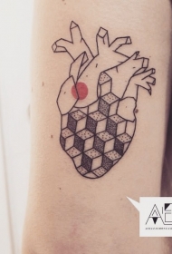 黑色几何图形的心脏手臂纹身图案