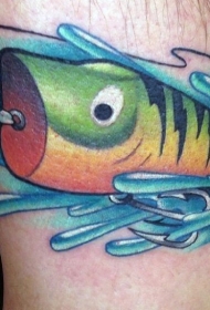 可爱的彩色大嘴鱼脚踝纹身图案
