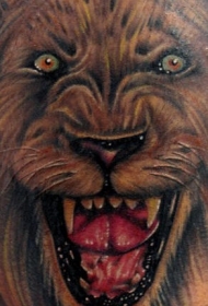 咆哮的狮子彩绘3D纹身图案