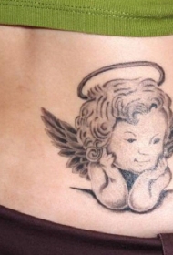 腰部小孩子天使纹身图案