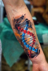 手臂3D逼真的彩色DNA符号纹身图案