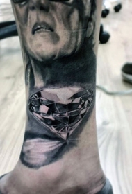 小腿华丽的3D黑色纯钻石纹身图案