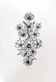 花卉欧美点刺小清新纹身图案手稿