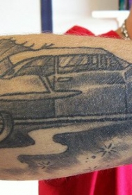 手臂经典美国黑色汽车纹身图案