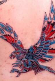美国彩色的鹰背部纹身图案