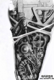 欧美3D机械tattoo纹身图案手稿