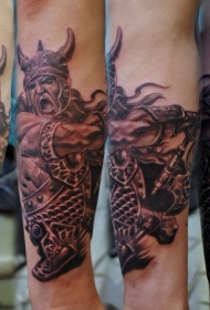 手臂3D惊人的维京战士纹身图案
