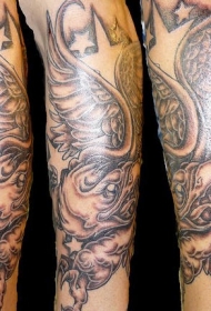 手臂3D逼真的鹰和星星纹身图案