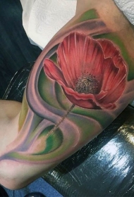 大臂3D天然彩色花卉纹身图案