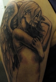 大臂3D天使女孩纹身图案