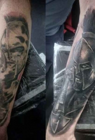 手臂3D愤怒的斯巴达战士纹身图案