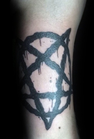 手臂黑色的恶魔五角星纹身图案