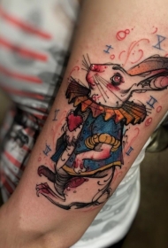 卡通风格彩色搞笑幻想兔子手臂纹身图案