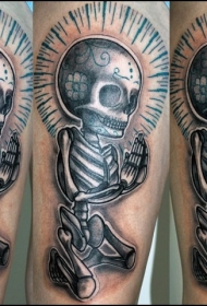 大臂3D风格祈祷的骷髅骨架纹身图案