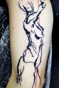 大臂抽象风格的黑色人体剪影纹身图案