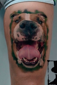 大臂3D风格非常有趣的狗纹身图案