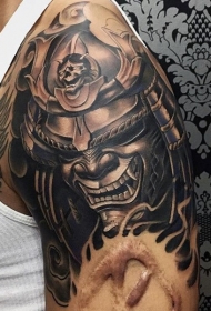 大臂3D风格彩色的邪恶武士纹身图案