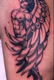 维京战士天使和翅膀纹身图案