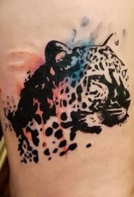 有趣的自然黑色豹头手臂纹身图案