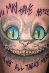 彩色的柴郡猫微笑艺术纹身图案