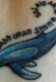 鲸鱼和英文字母纹身图案