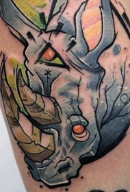 手臂抽象设计彩色的神秘犀牛纹身图案