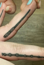 手指3D风格可爱的黑色魔法棒纹身图案