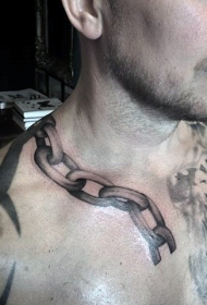肩部3D黑色的铁链纹身图案