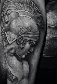 手臂3D个性的战士雕像写实纹身图案