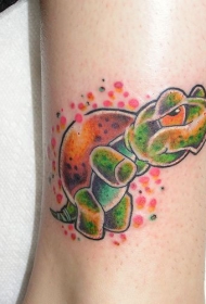 特别可爱的彩色海龟纹身图案