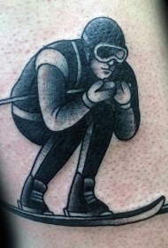 雕刻风格黑色的滑雪男子手臂纹身图案