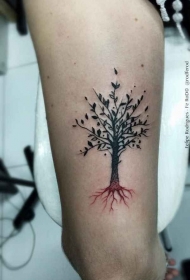 彩色的小树手臂纹身图案