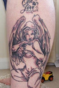 性感天使和字母纹身图案