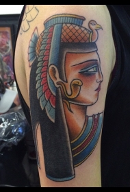 old schoo埃及传统彩色女子肖像手臂纹身图案