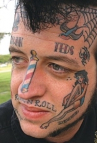 欧美男性脸部彩绘纹身图案