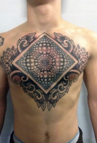 胸部3D个性的催眠彩色装饰纹身图案