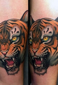 3D色彩鲜艳的老虎头像纹身图案