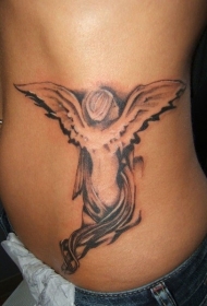 哭泣的天使腰部纹身图案