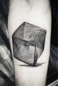 手臂3D逼真的几何催眠立方体纹身图案
