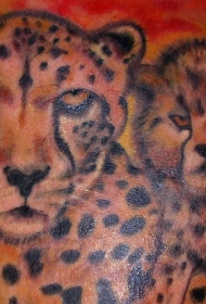 可爱豹子家庭彩色纹身图案