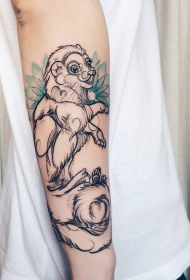 经典的素描风格动物手臂纹身图案