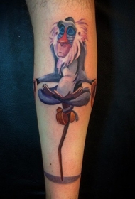 彩色的动画狒狒手臂纹身图案