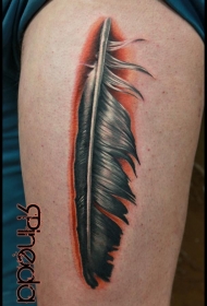 非常逼真的彩色羽毛手臂纹身图案